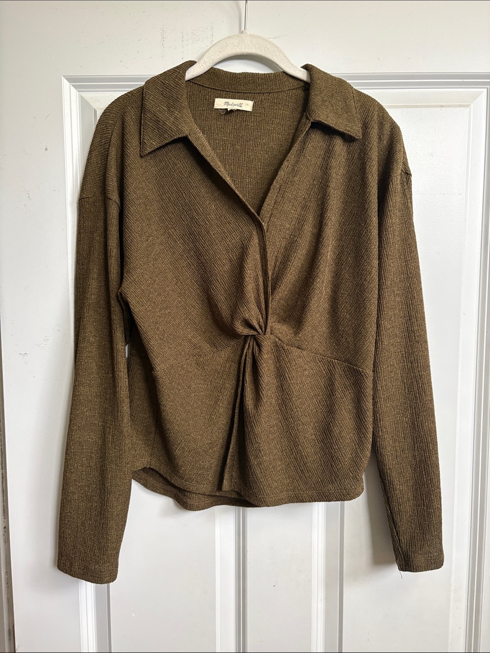 Madewell Brown Twist-Front Button Down Top